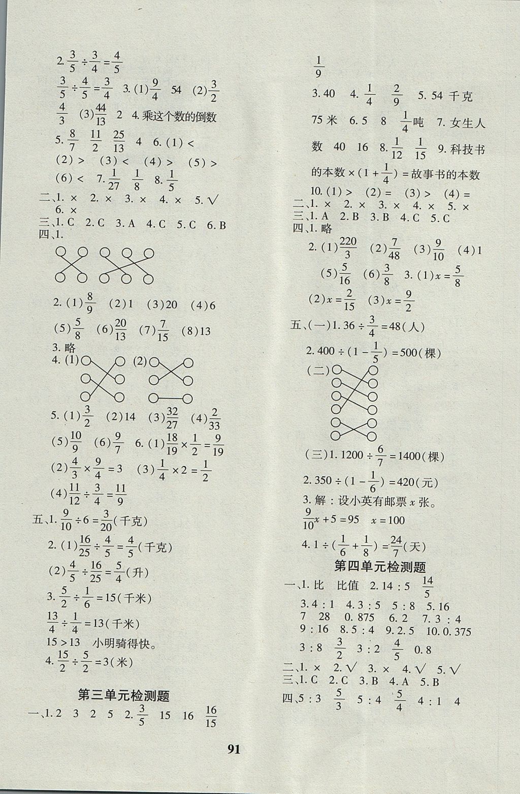 2017年教育世家狀元卷六年級數(shù)學(xué)上冊人教版 參考答案第3頁