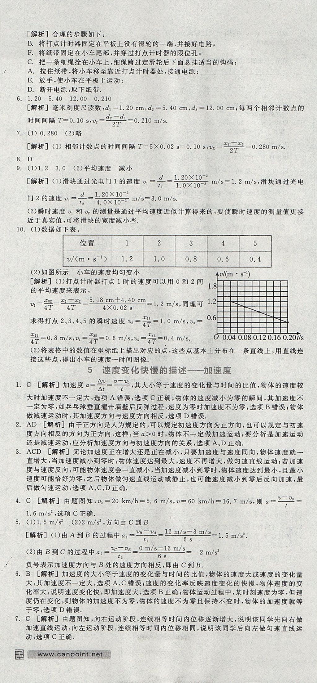 2018年全品學(xué)練考高中物理必修1人教版 參考答案第49頁