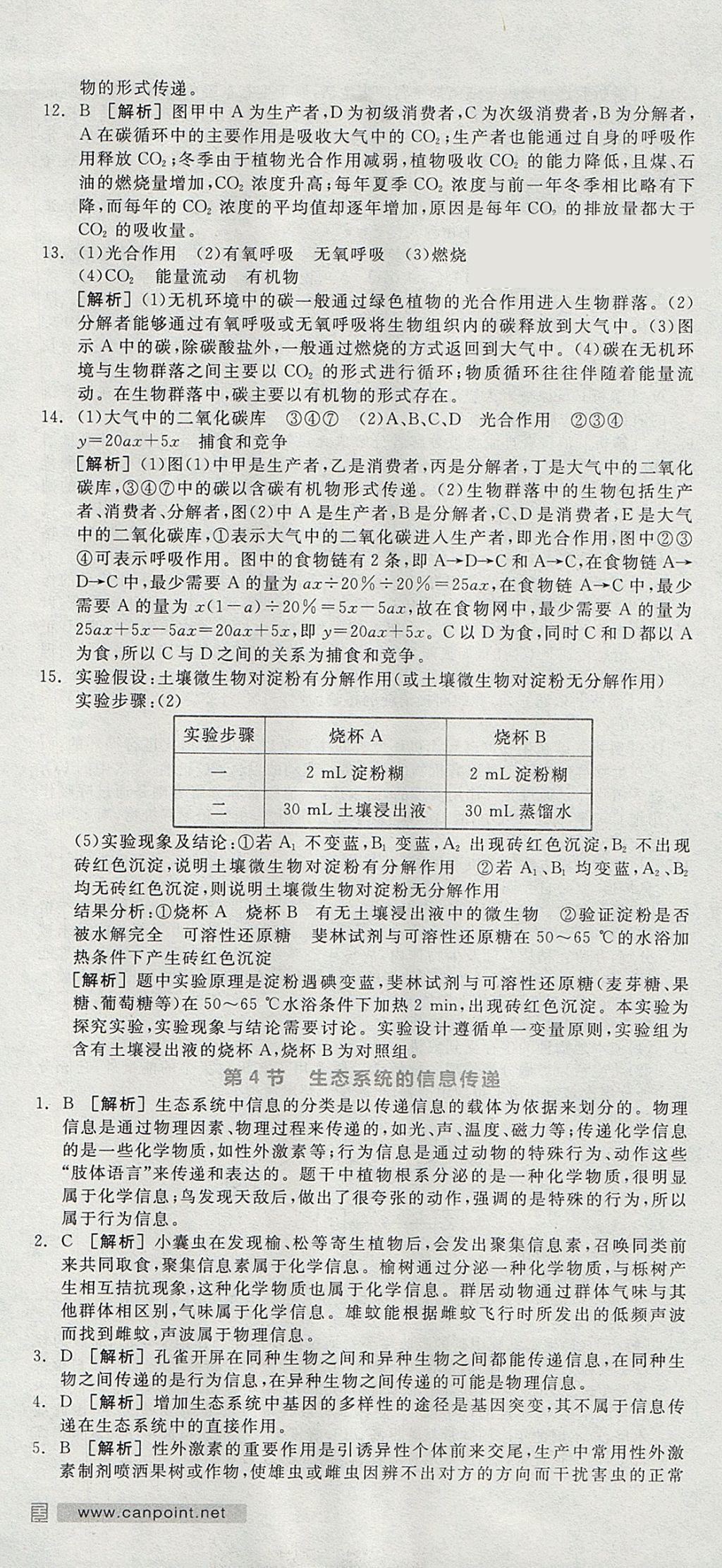 2018年全品学练考高中生物必修3人教版 参考答案第67页