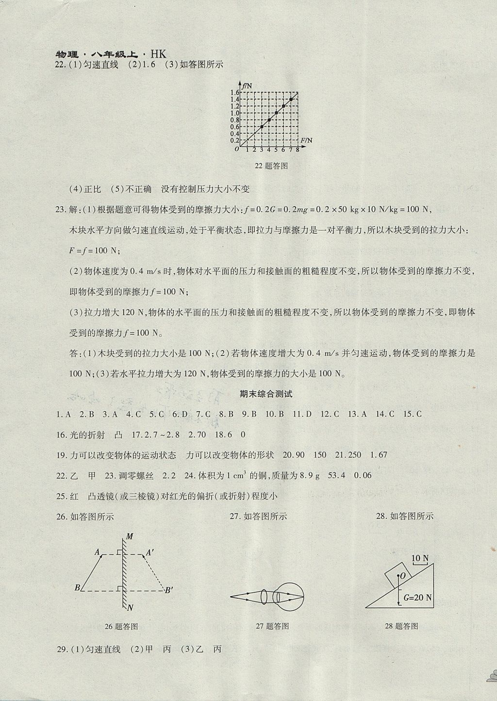 2017年千里馬單元測(cè)試卷八年級(jí)物理上冊(cè)滬科版 參考答案第11頁(yè)