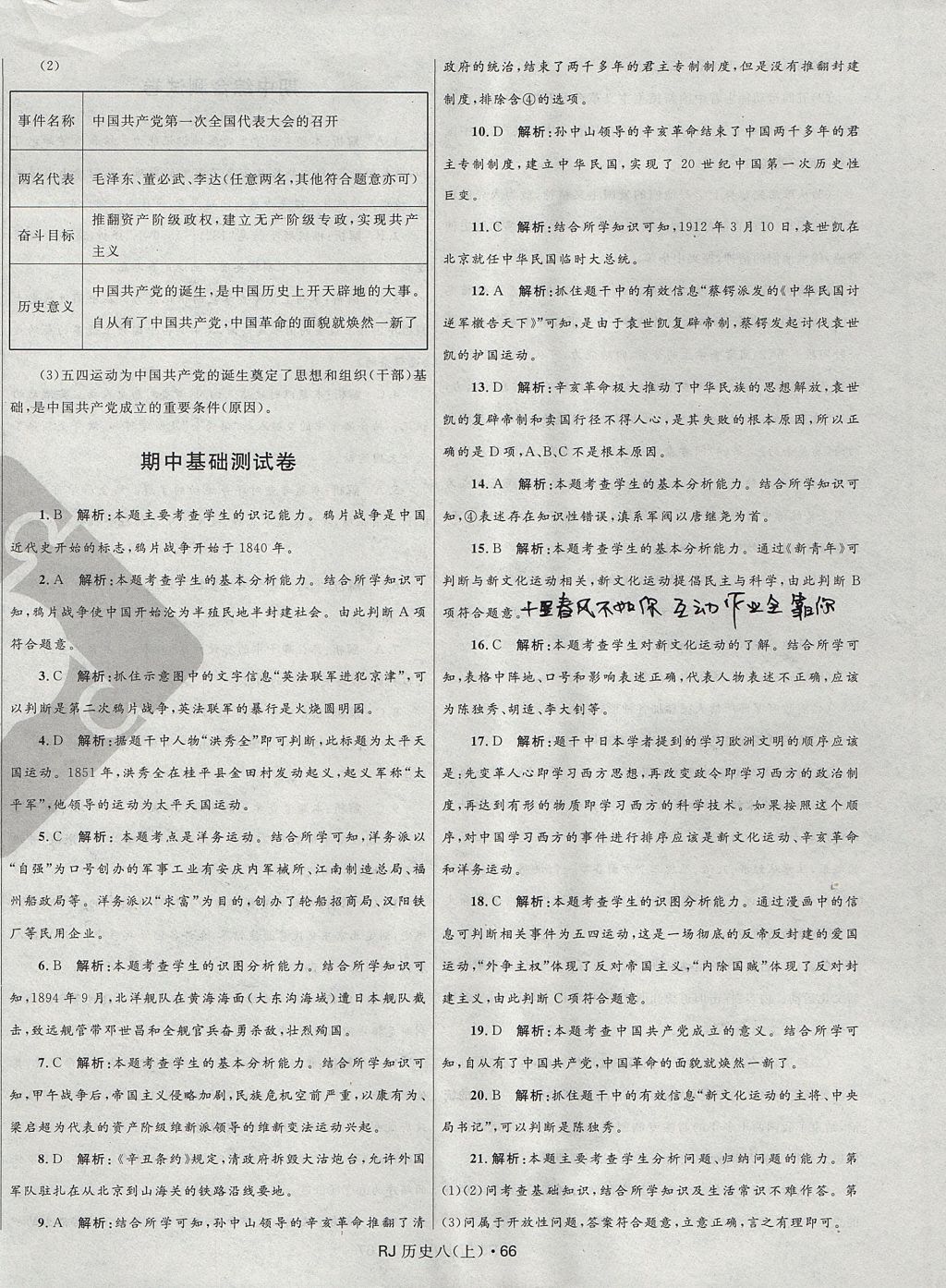 2017年奪冠百分百初中優(yōu)化測(cè)試卷八年級(jí)歷史上冊(cè)人教版 參考答案第6頁(yè)