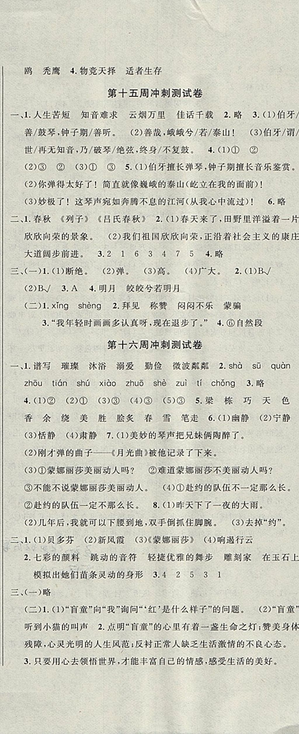 2017年課程達(dá)標(biāo)沖刺100分六年級語文上冊人教版 參考答案第11頁