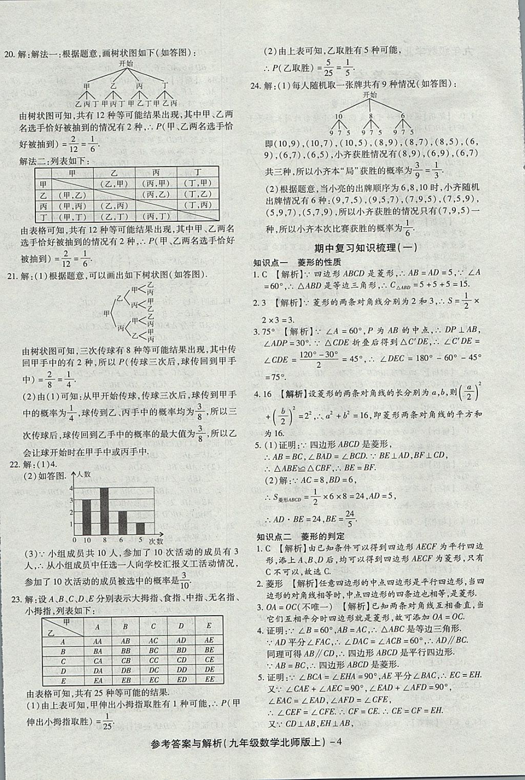 2017年練考通全優(yōu)卷九年級數(shù)學(xué)上冊北師大版 參考答案第4頁