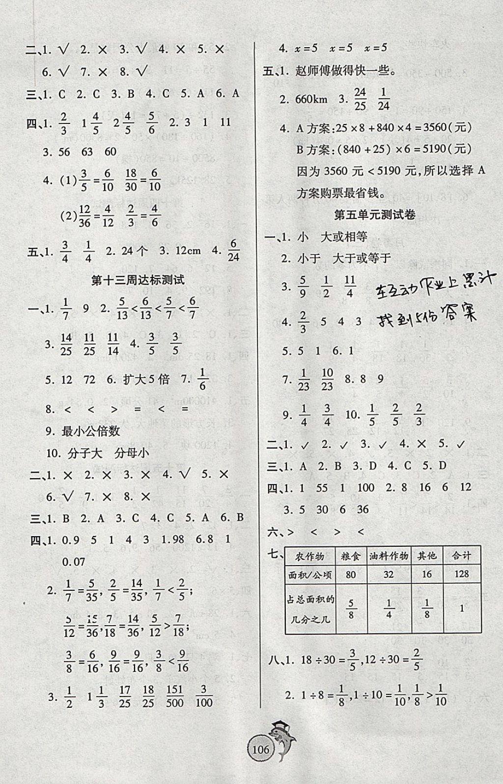 2017年輕松奪冠全能掌控卷五年級(jí)數(shù)學(xué)上冊(cè)北師大版 參考答案第6頁(yè)