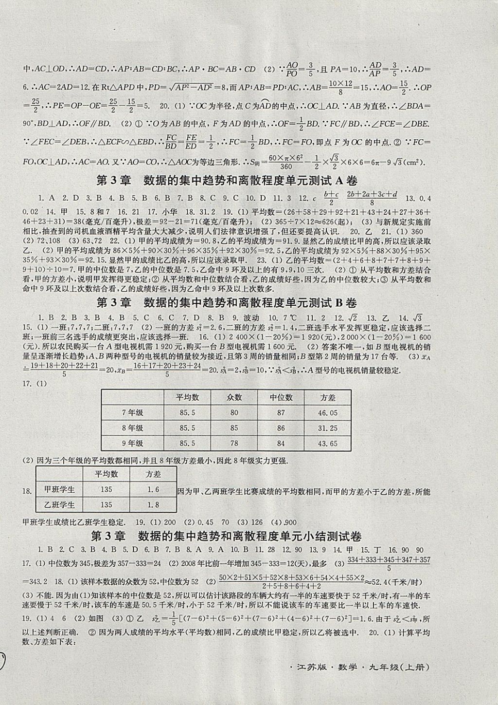 2017年江蘇密卷九年級(jí)數(shù)學(xué)上冊(cè)江蘇版 參考答案第6頁(yè)