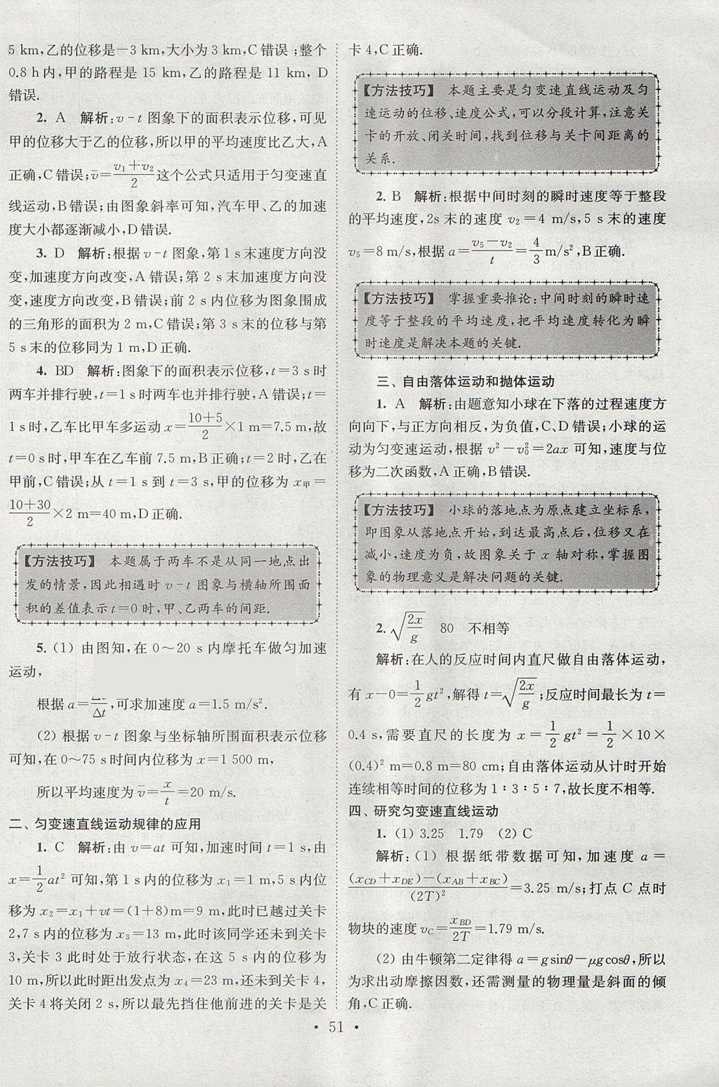 2018年高中物理小題狂做必修1人教版 參考答案第51頁(yè)