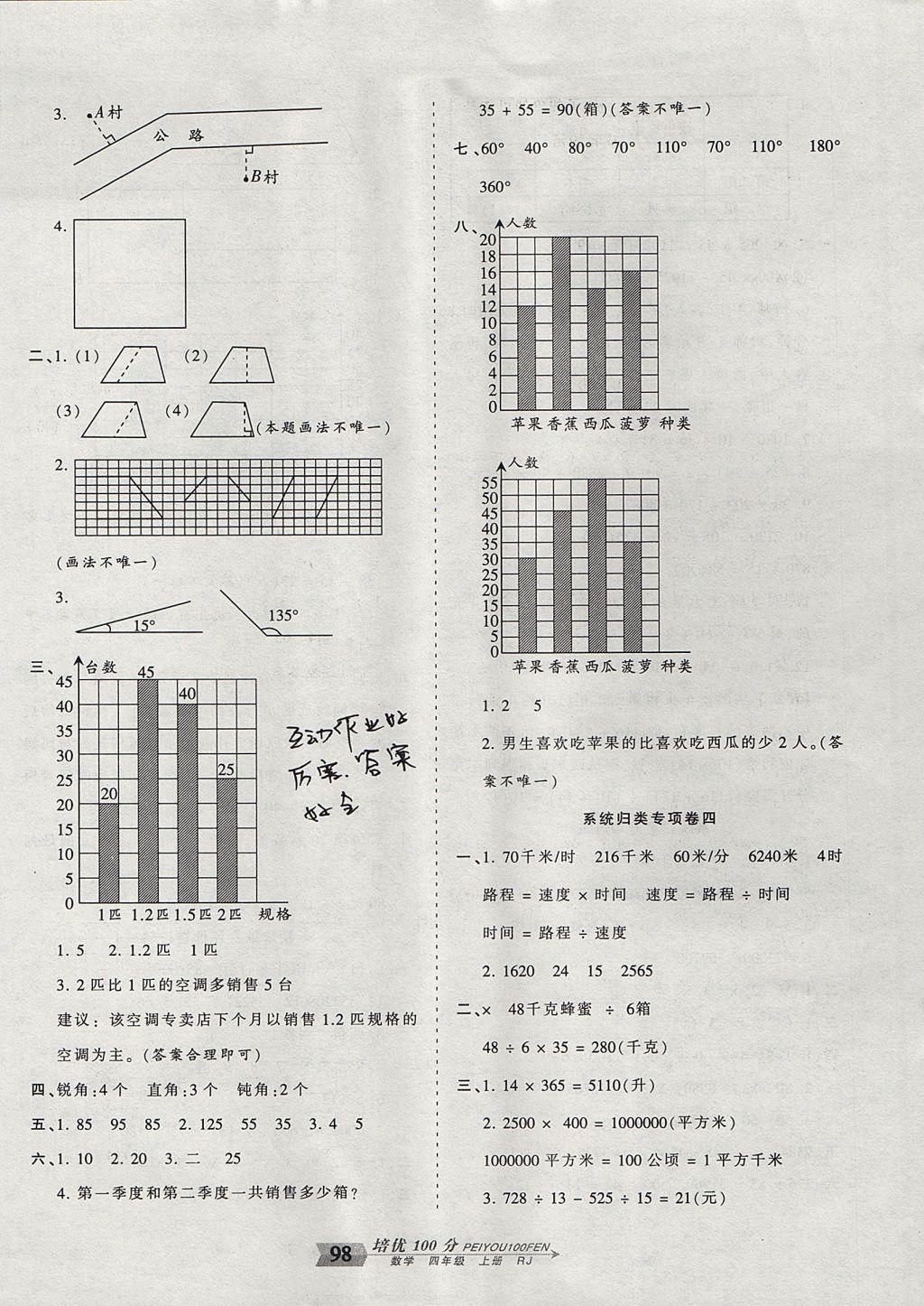 2017年王朝霞培優(yōu)100分四年級數(shù)學上冊人教版 參考答案第10頁