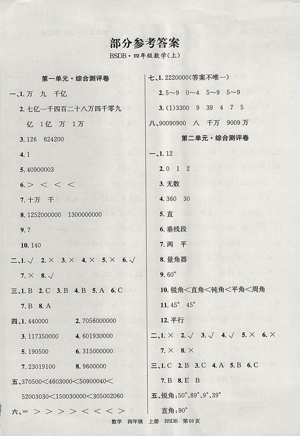 2017年優(yōu)優(yōu)好卷單元測(cè)評(píng)卷四年級(jí)數(shù)學(xué)上冊(cè)北師大版 參考答案第1頁(yè)