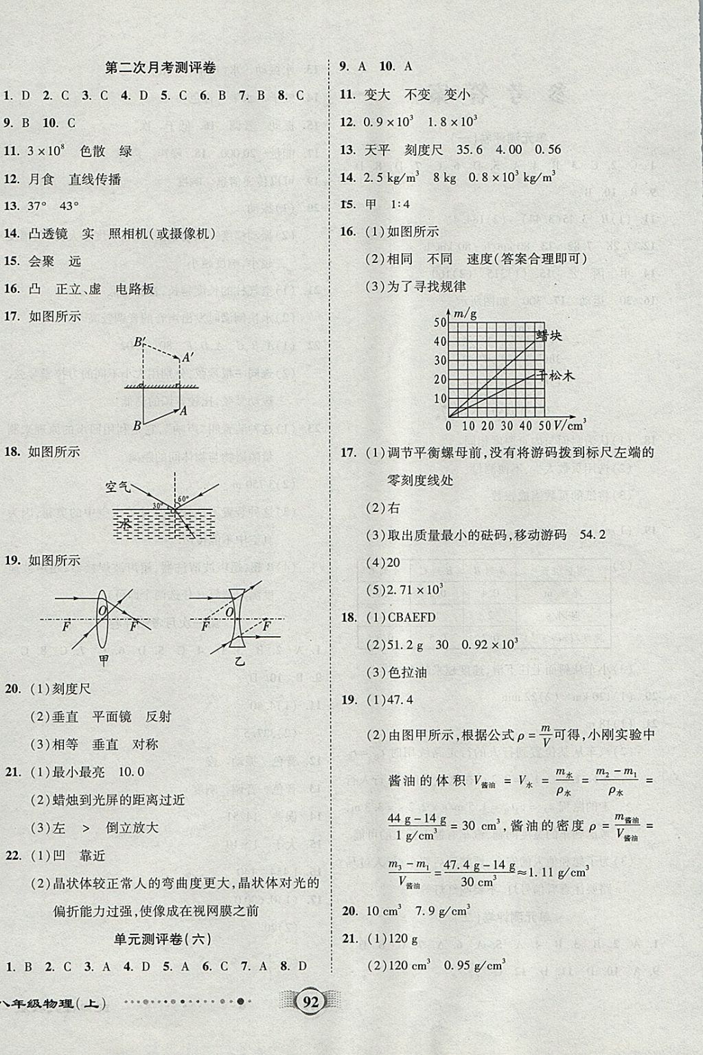 2017年全程優(yōu)選卷八年級(jí)物理上冊(cè)人教版 參考答案第4頁(yè)