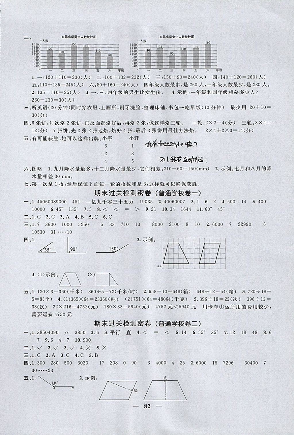 2017年一线名师全优好卷四年级数学上册人教版 参考答案第6页