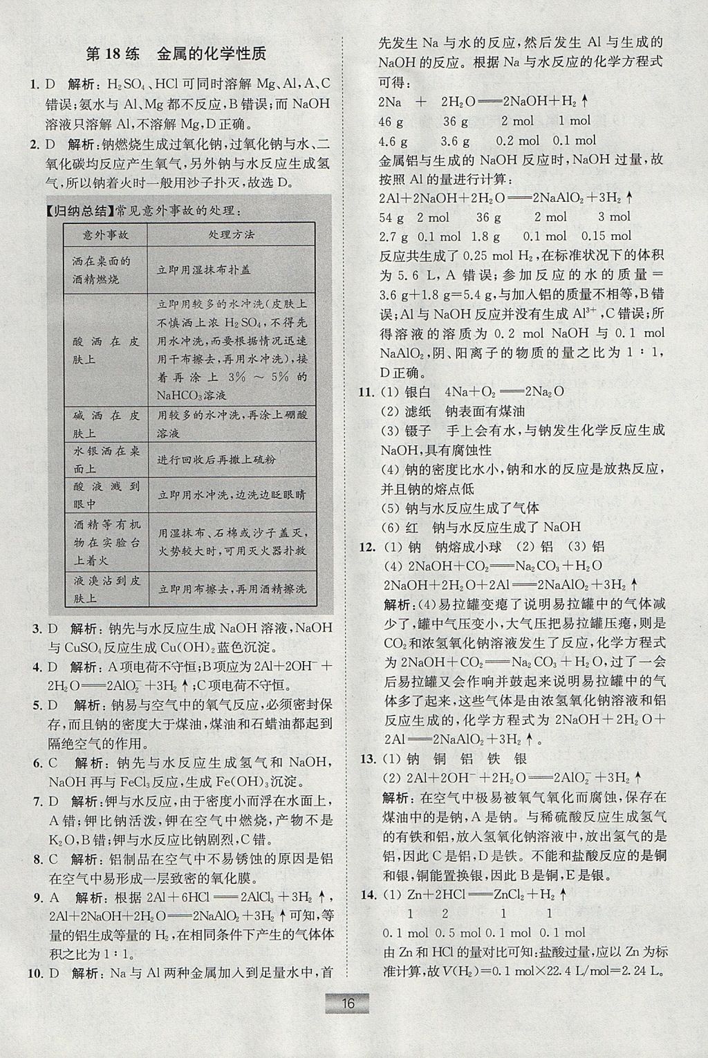 2018年高中化學(xué)小題狂做必修1人教版 參考答案第16頁