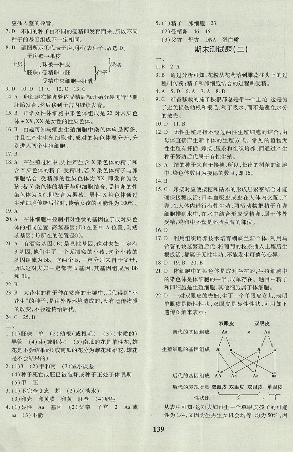 2017年黃岡360度定制密卷八年級生物全一冊濟南版 參考答案第11頁