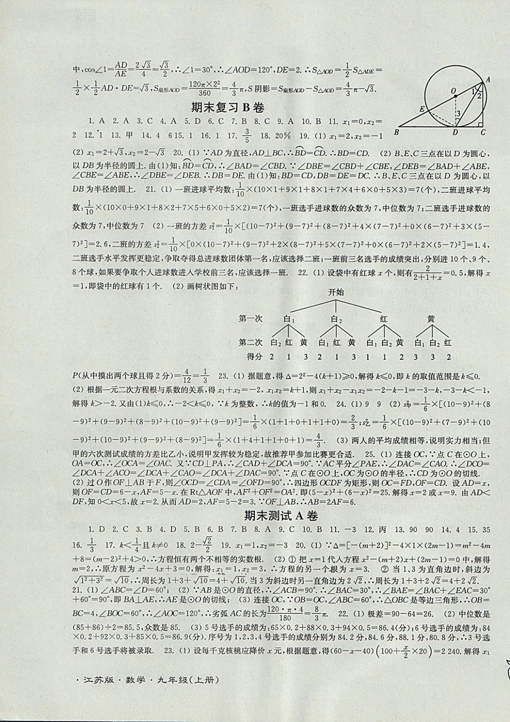 2017年江蘇密卷九年級(jí)數(shù)學(xué)上冊(cè)江蘇版 參考答案第11頁