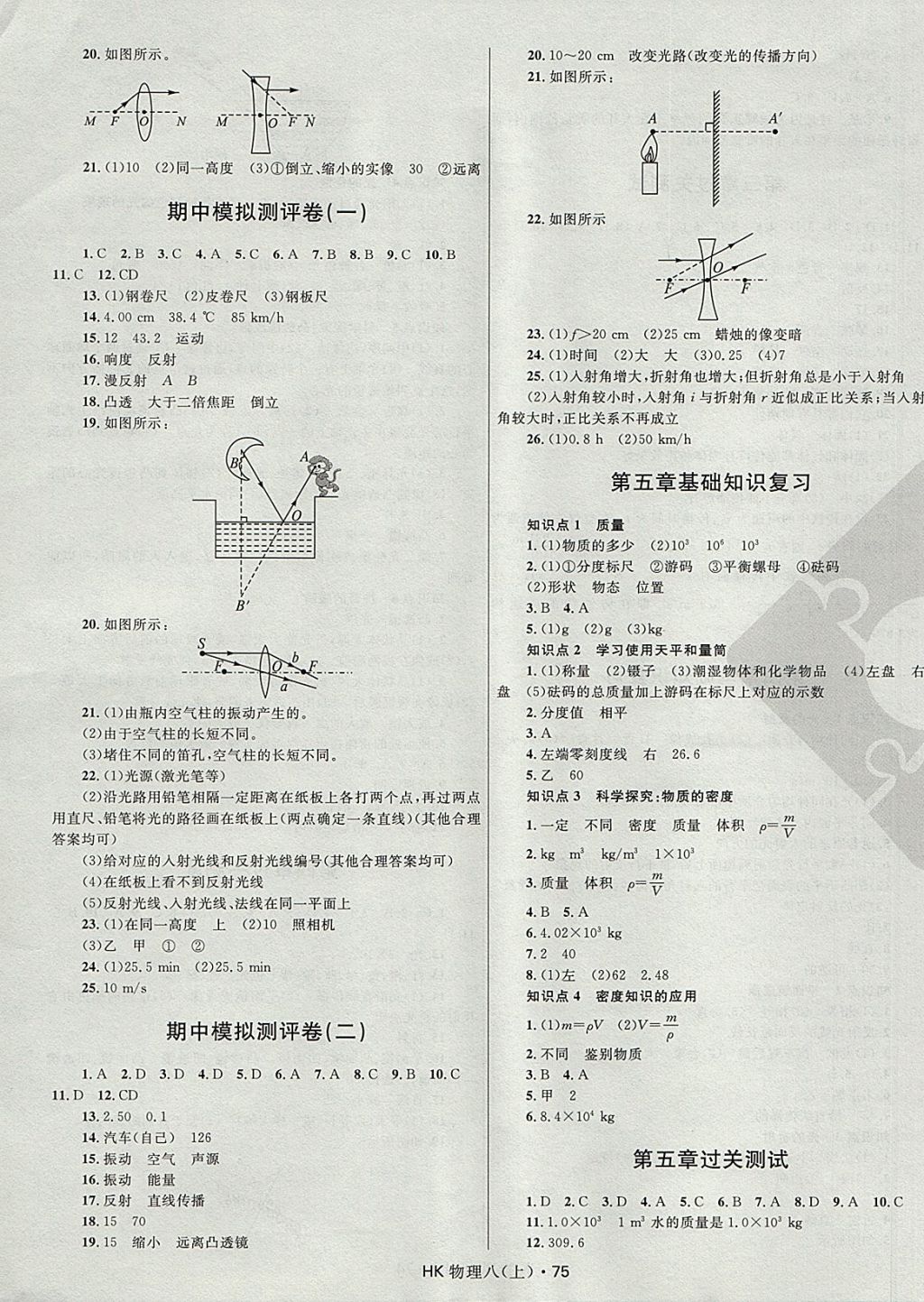 2017年奪冠百分百初中優(yōu)化測試卷八年級物理上冊滬科版 參考答案第3頁