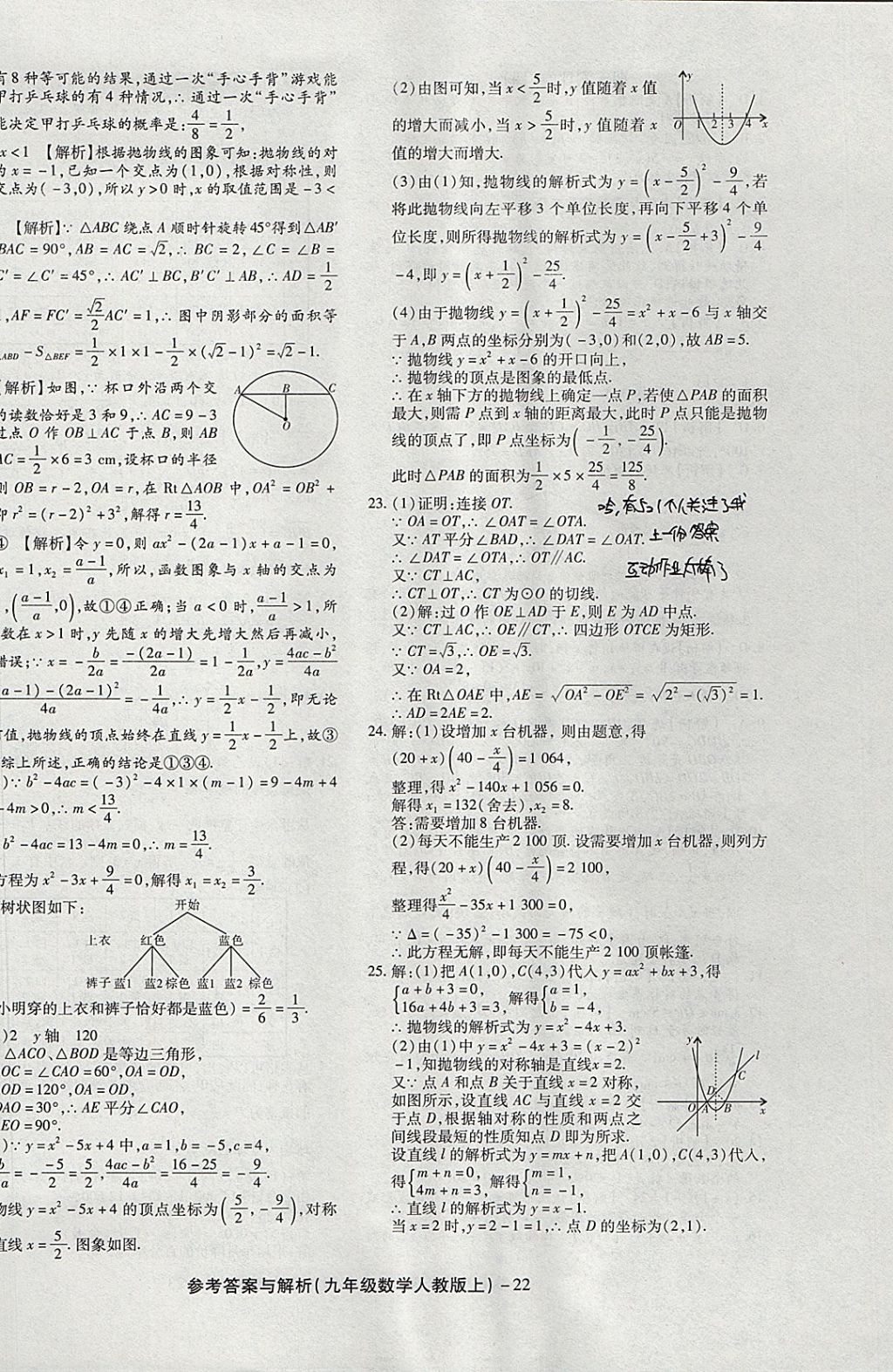 2017年练考通全优卷九年级数学上册人教版 参考答案第22页