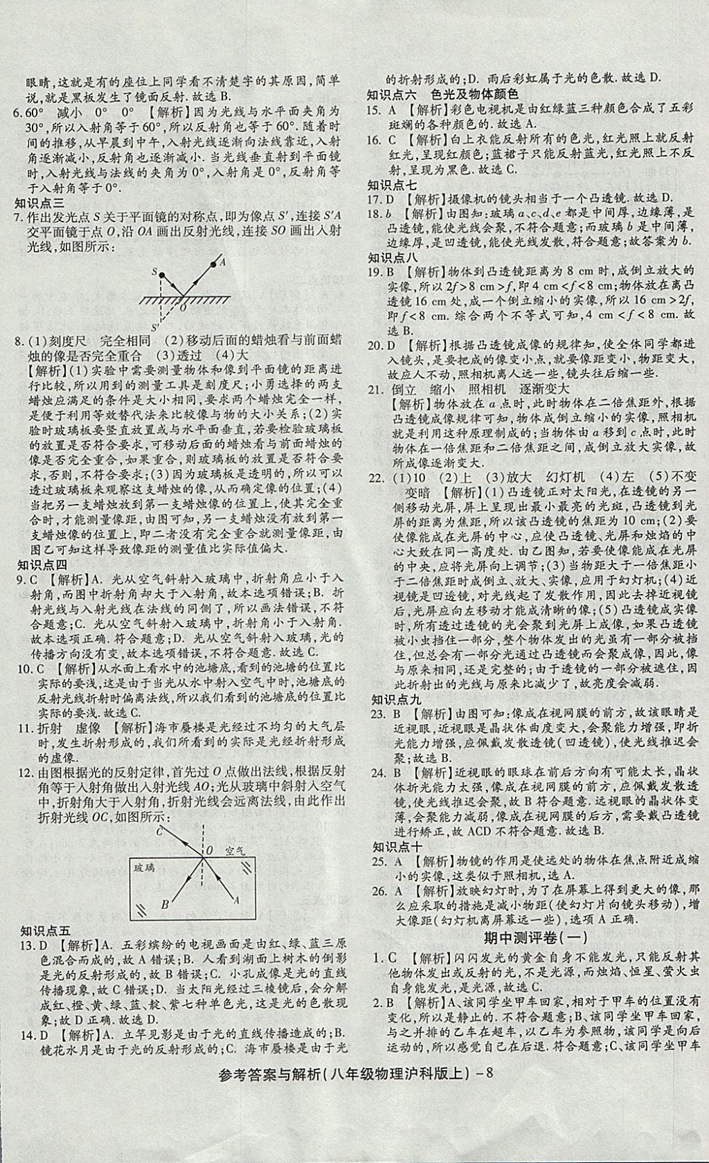 2017年練考通全優(yōu)卷八年級(jí)物理上冊(cè)滬科版 參考答案第8頁