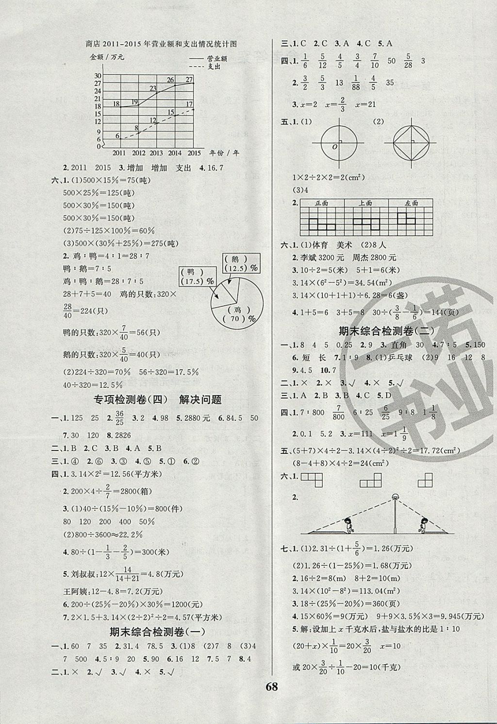 2017年名師名校全能金卷六年級(jí)數(shù)學(xué)上冊(cè)北師大版 參考答案第4頁(yè)