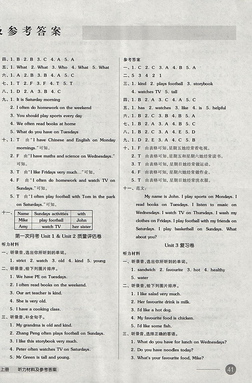 2017年全品小復(fù)習(xí)五年級英語上冊人教PEP版 參考答案第2頁