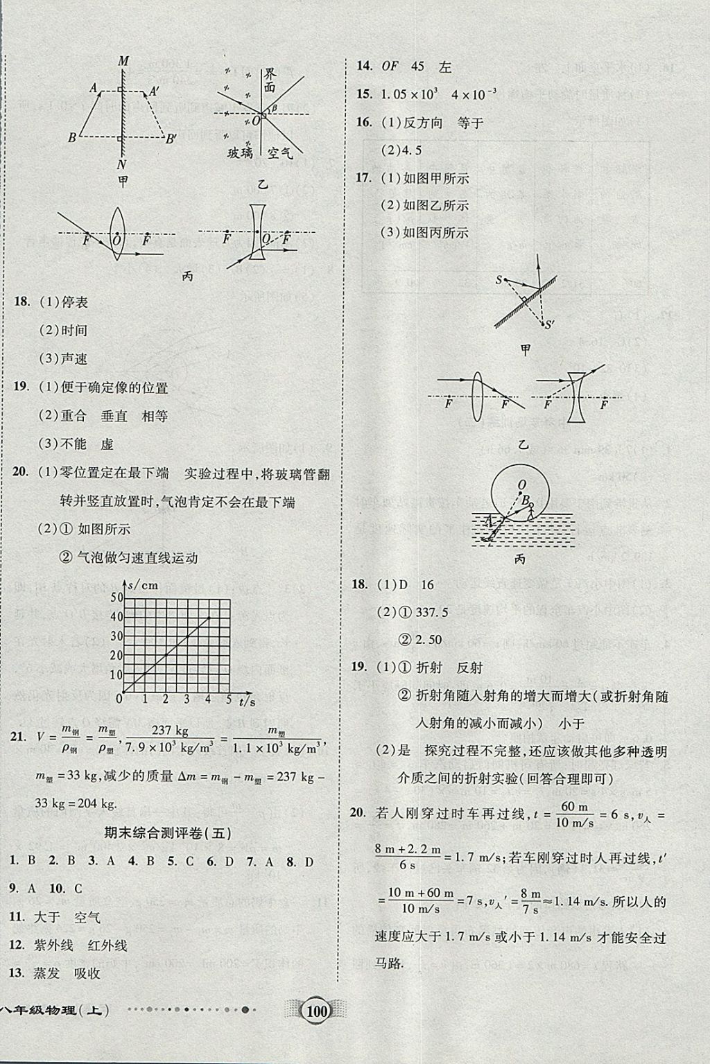 2017年全程優(yōu)選卷八年級(jí)物理上冊(cè)人教版 參考答案第12頁(yè)