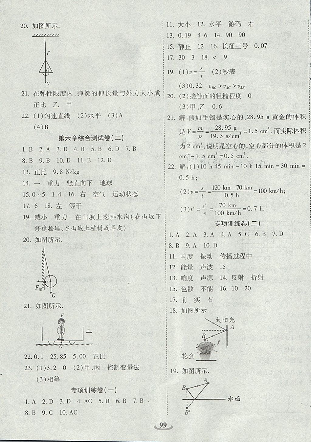 2017年暢響雙優(yōu)卷八年級(jí)物理上冊(cè)滬科版 參考答案第7頁(yè)