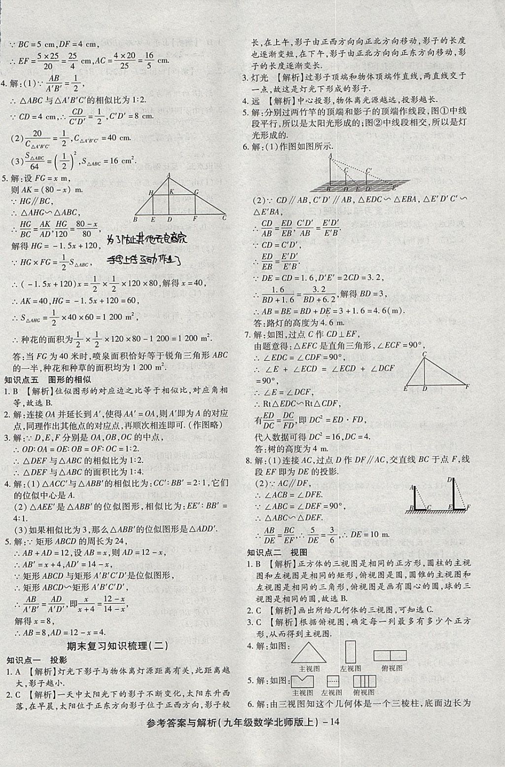 2017年練考通全優(yōu)卷九年級(jí)數(shù)學(xué)上冊(cè)北師大版 參考答案第14頁