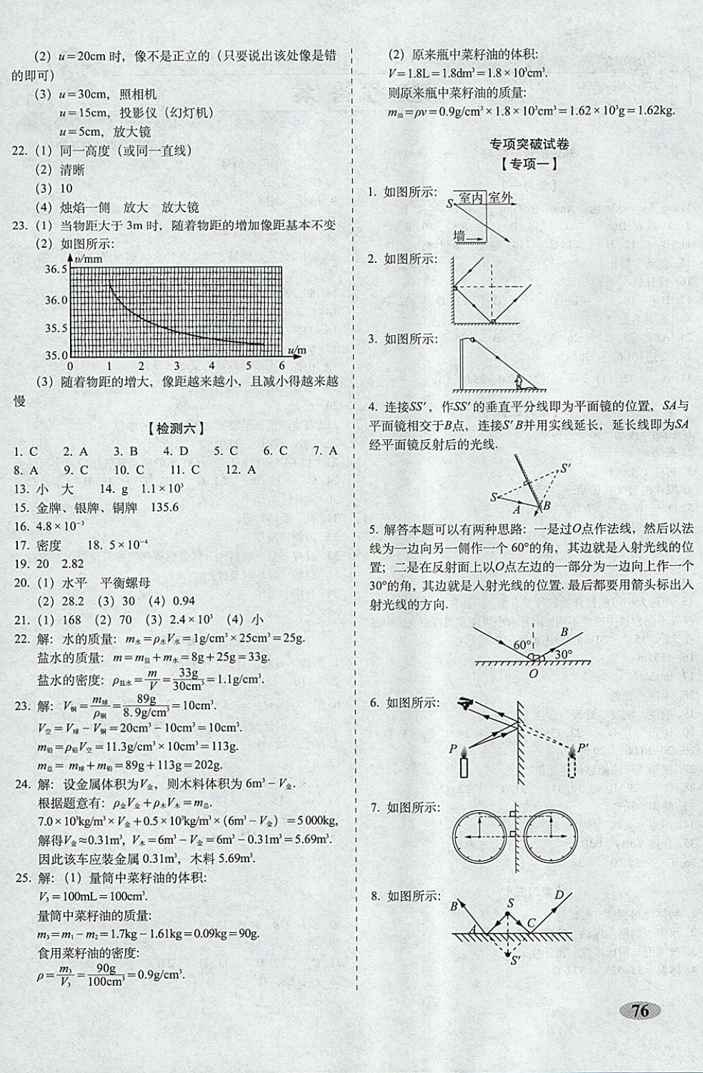 2017年聚能闖關(guān)100分期末復(fù)習(xí)沖刺卷八年級(jí)物理上冊(cè)人教版 參考答案第4頁