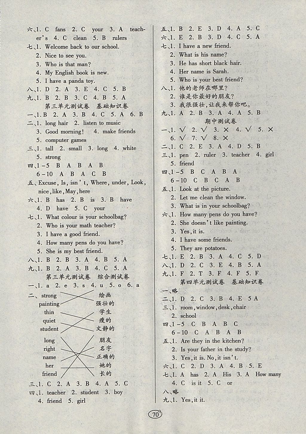 2017年培優(yōu)奪冠金卷四年級(jí)英語(yǔ)上冊(cè)人教版 參考答案第2頁(yè)