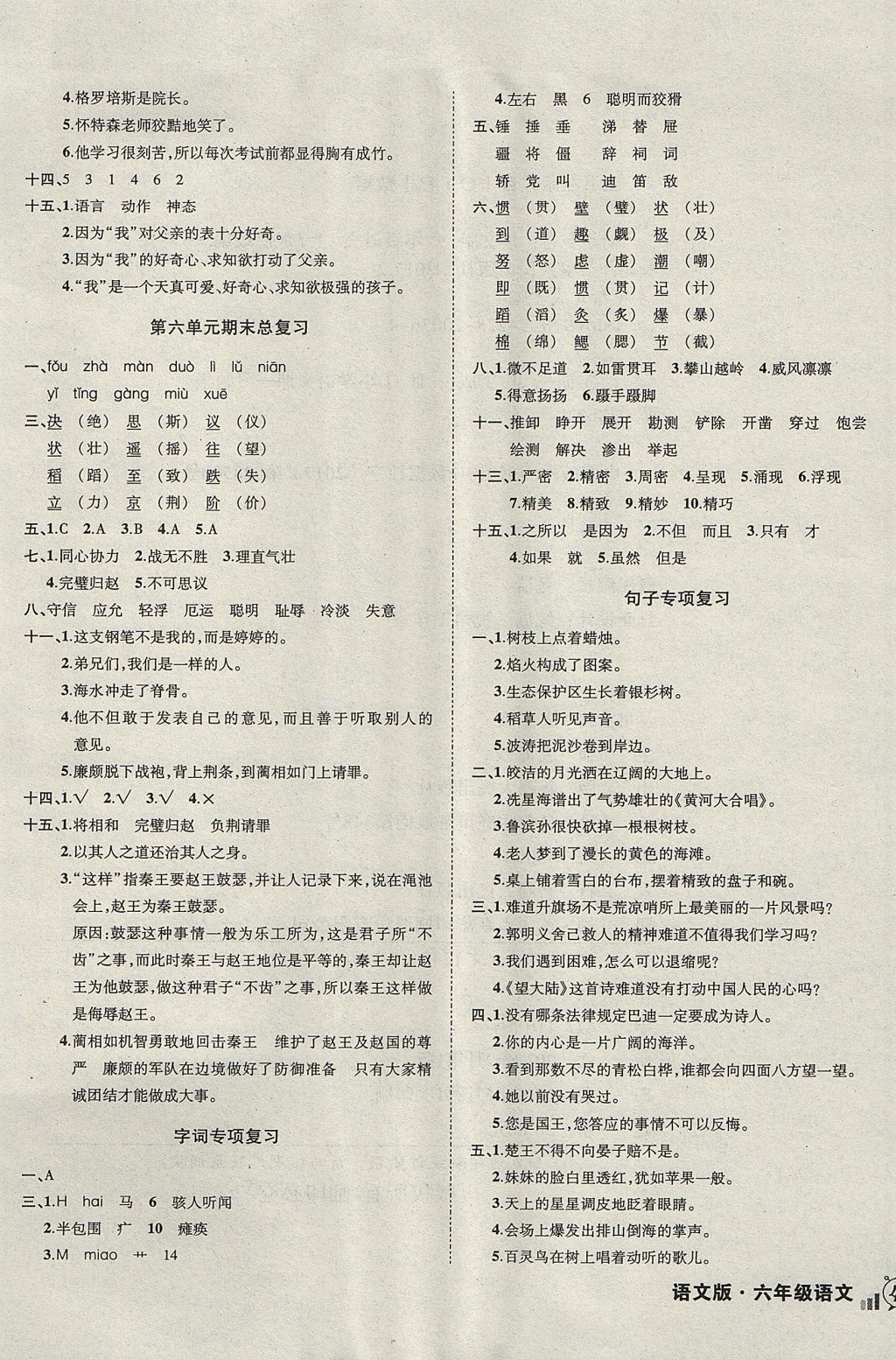 2017年?duì)钤刹怕穭?chuàng)新名卷六年級(jí)語文上冊(cè)語文版 參考答案第5頁(yè)