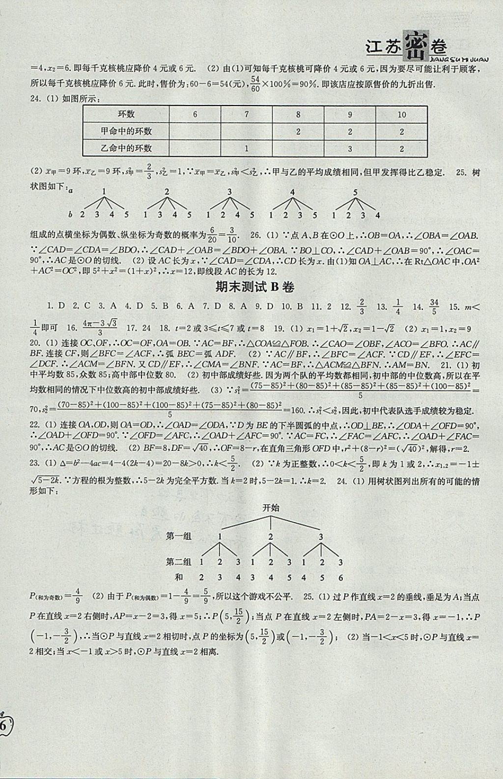 2017年江蘇密卷九年級(jí)數(shù)學(xué)上冊(cè)江蘇版 參考答案第12頁(yè)