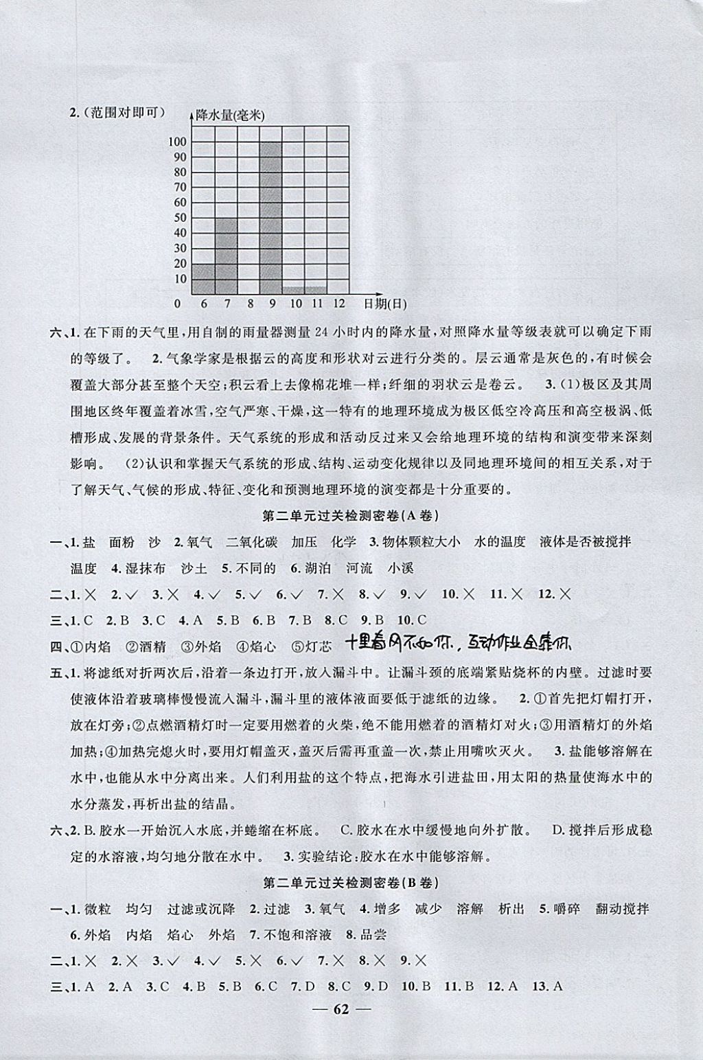 2017年阳光同学一线名师全优好卷四年级科学上册教科版 参考答案第2页