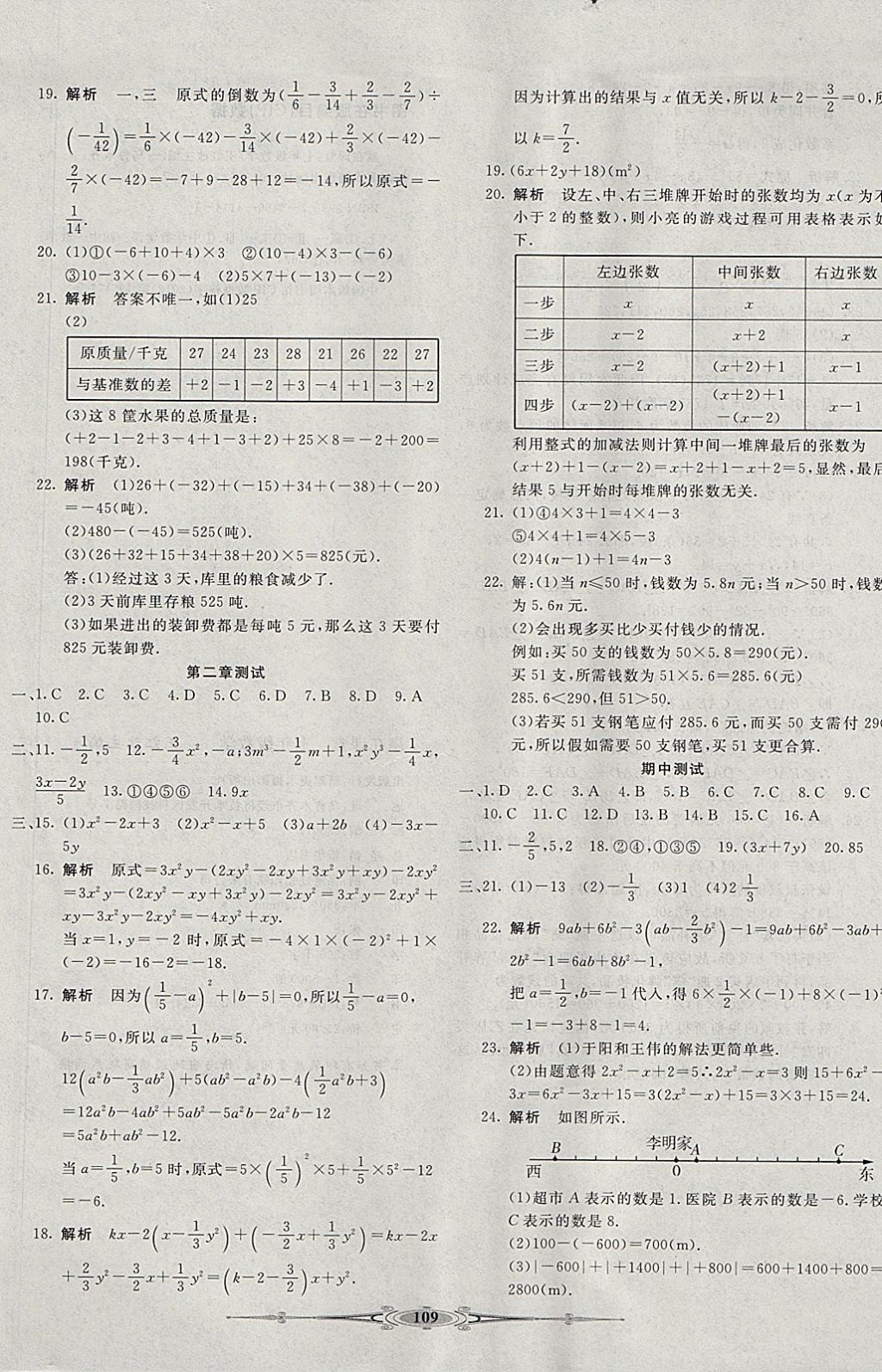 2017年赢在课堂全能好卷七年级数学上册人教版 参考答案第9页