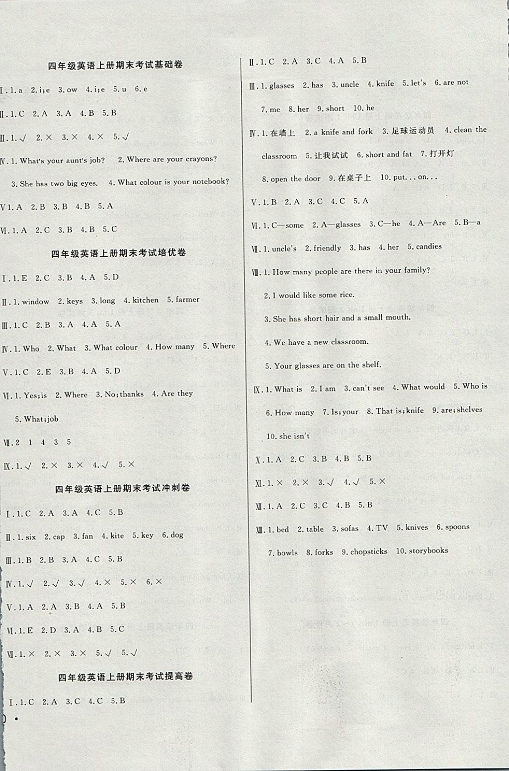 2017年黃岡小博士沖刺100分四年級(jí)英語上冊(cè)人教版 參考答案第4頁(yè)