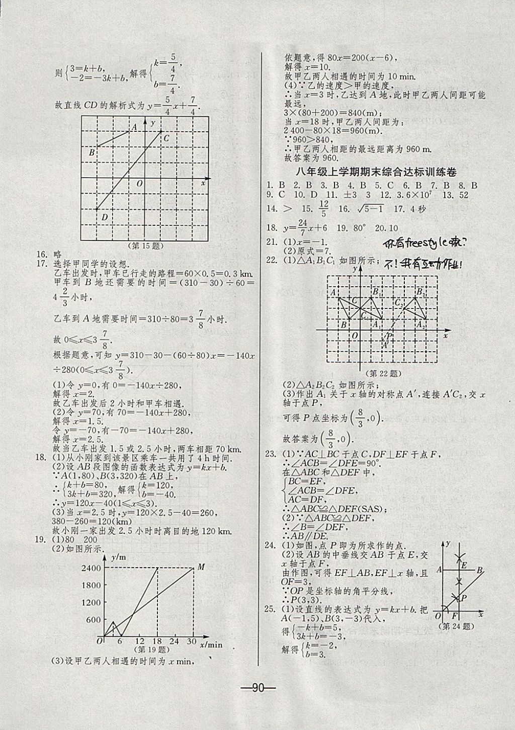 2017年期末闖關(guān)沖刺100分八年級數(shù)學(xué)上冊蘇科版 參考答案第10頁