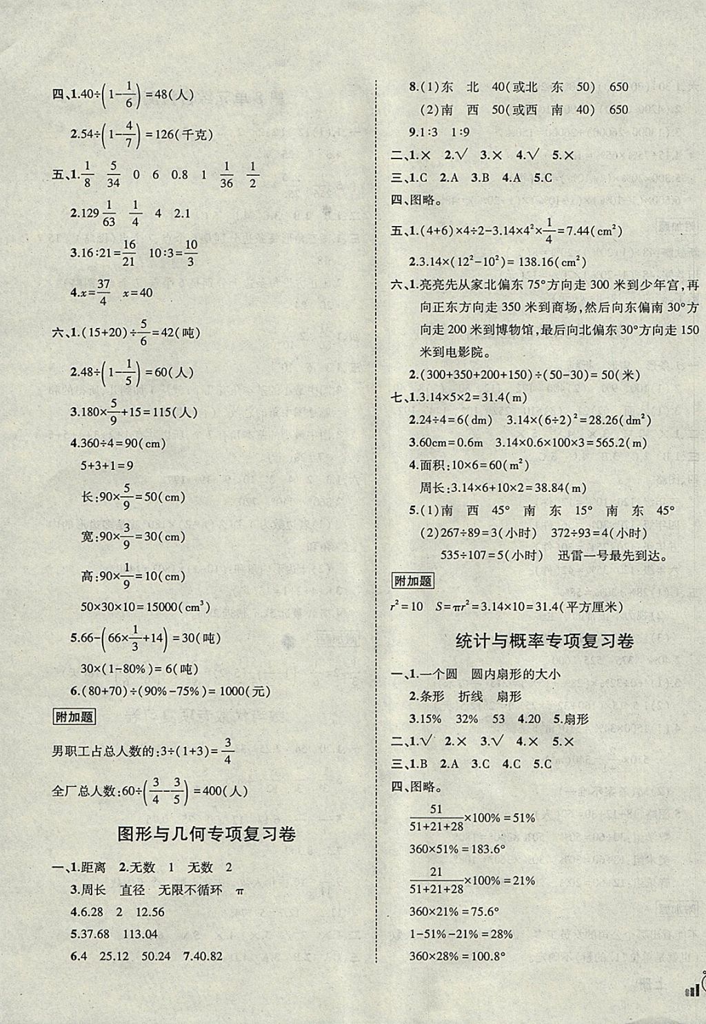 2017年?duì)钤刹怕穭?chuàng)新名卷六年級(jí)數(shù)學(xué)上冊(cè)人教版 參考答案第7頁(yè)