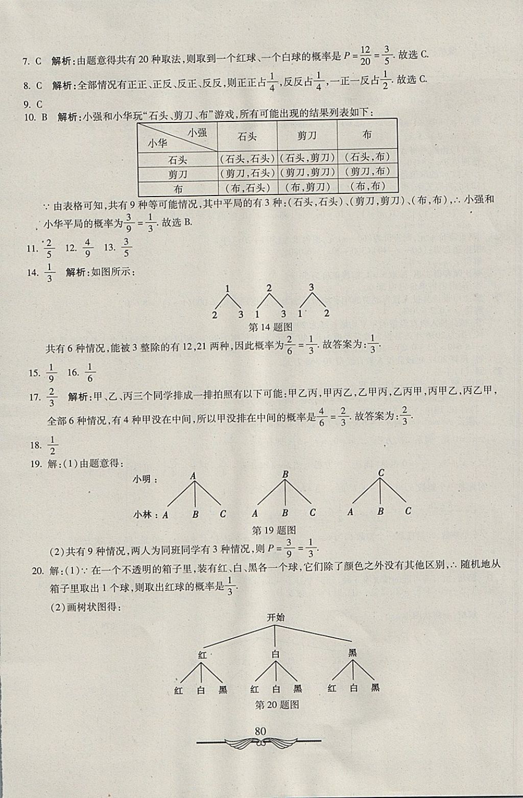 2017年學海金卷初中奪冠單元檢測卷九年級數(shù)學上冊北師大版 參考答案第8頁