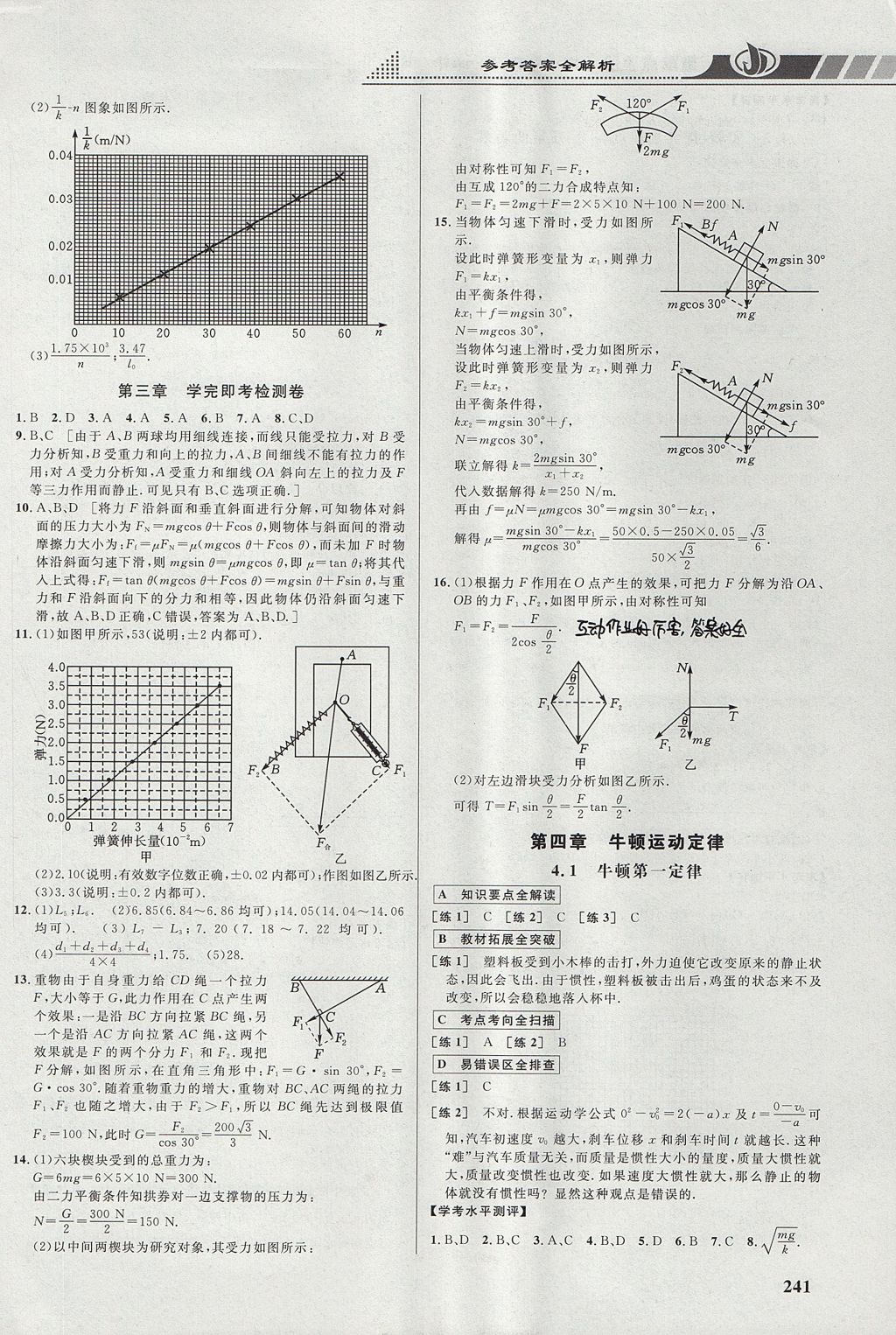 2018年重難點手冊高中物理必修1人教版 參考答案第15頁