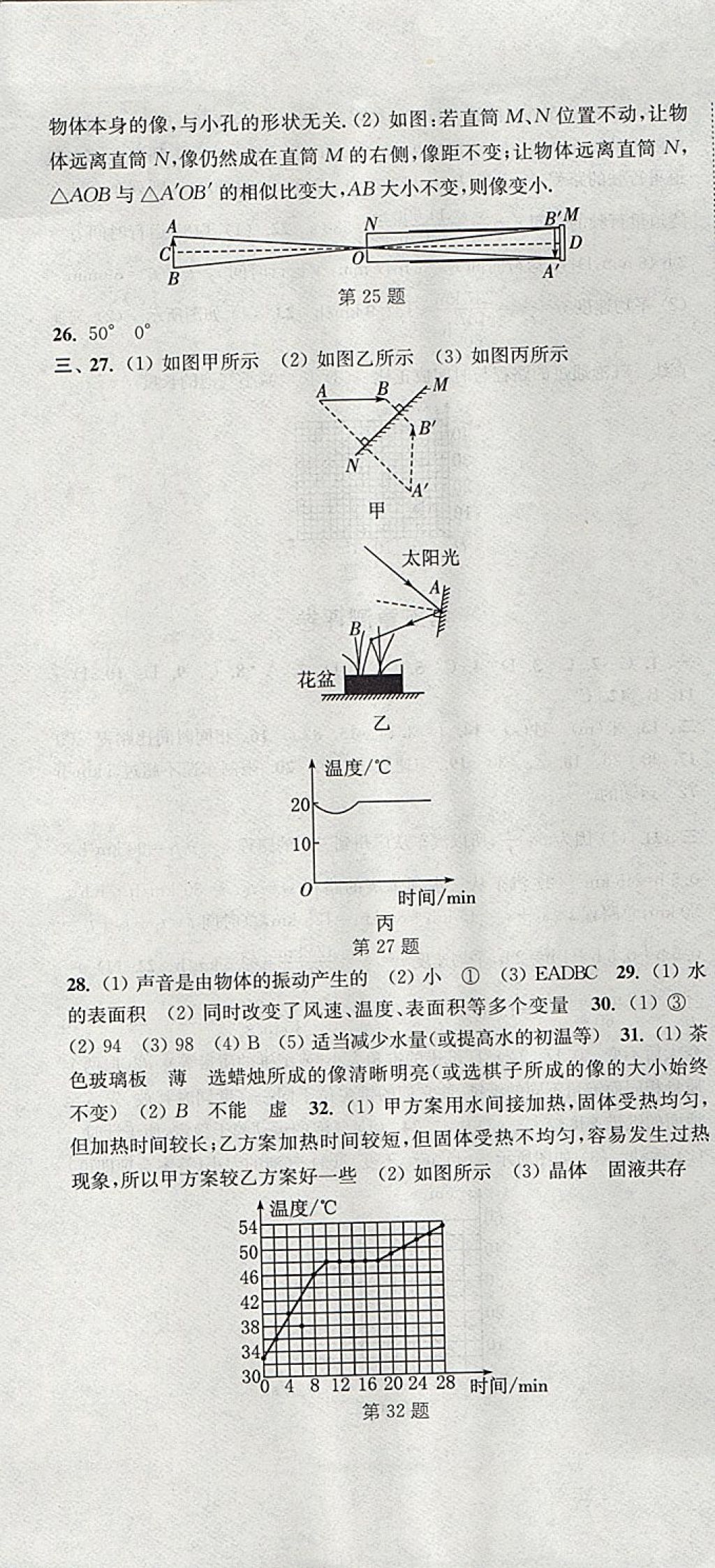 2017年通城學典初中全程測評卷八年級物理上冊蘇科版 參考答案第7頁