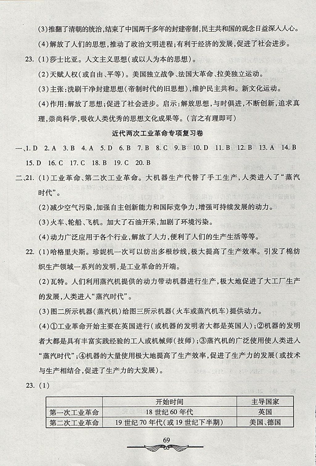 2017年學(xué)海金卷初中奪冠單元檢測卷九年級歷史上冊北師大版 參考答案第9頁