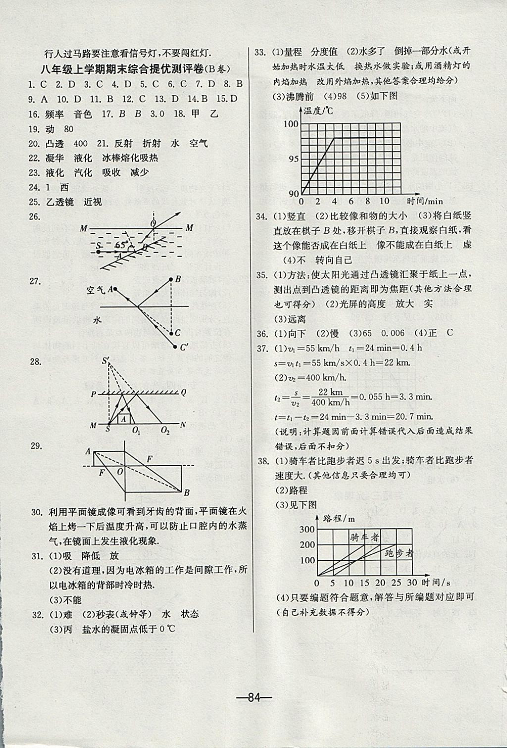 2017年期末闯关冲刺100分八年级物理上册苏科版 参考答案第8页