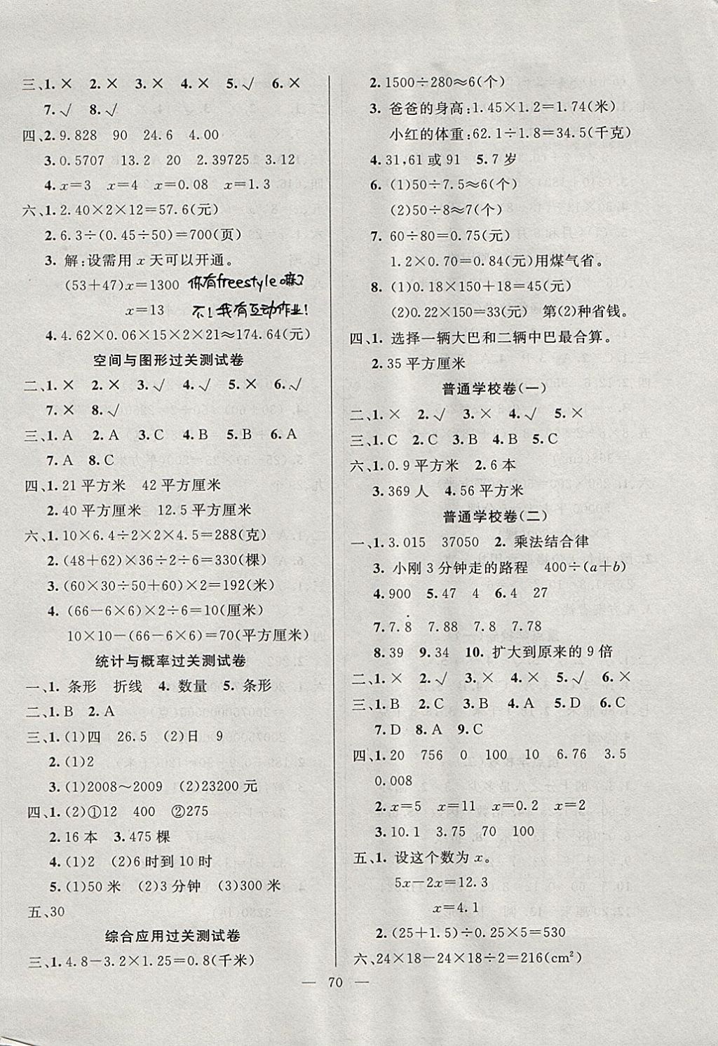 2017年奪冠訓(xùn)練單元期末沖刺100分五年級(jí)數(shù)學(xué)上冊(cè)青島版 參考答案第2頁(yè)