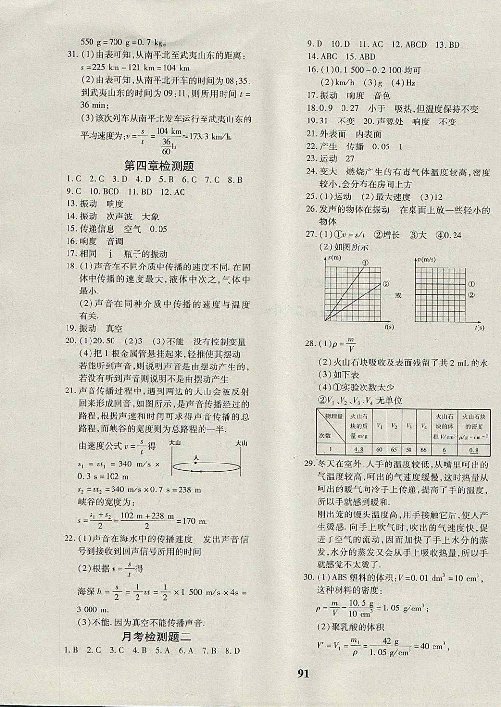 2017年黃岡360度定制密卷八年級物理上冊北師大版 參考答案第3頁