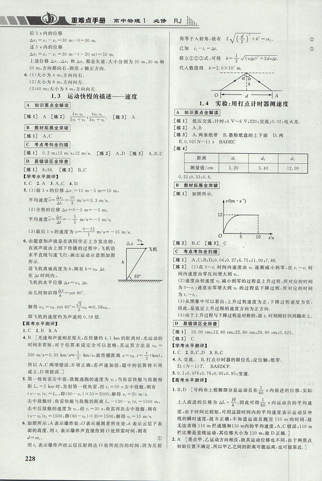 2018年重難點(diǎn)手冊(cè)高中物理必修1人教版 參考答案第2頁(yè)