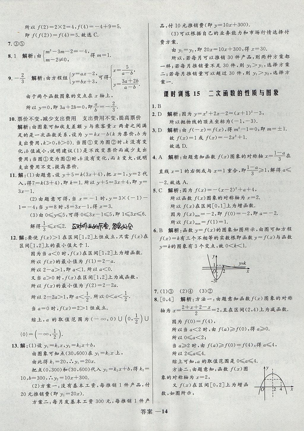 2018年高中同步測控優(yōu)化訓(xùn)練數(shù)學(xué)必修1人教B版 參考答案第14頁