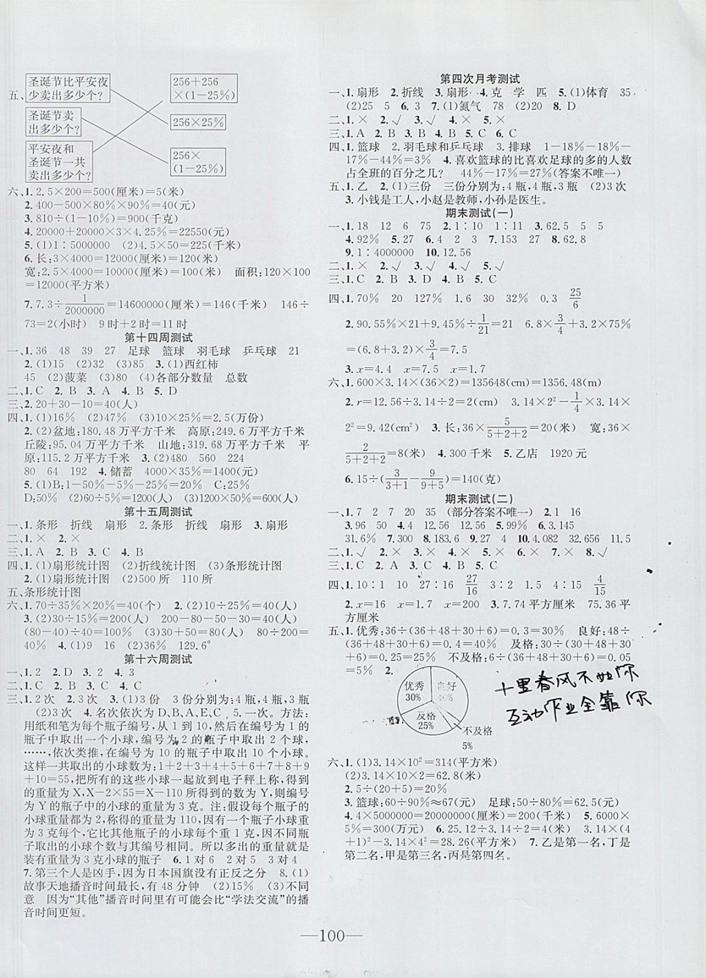 2017年英才計(jì)劃全能好卷六年級(jí)數(shù)學(xué)上冊(cè)冀教版 參考答案第4頁(yè)