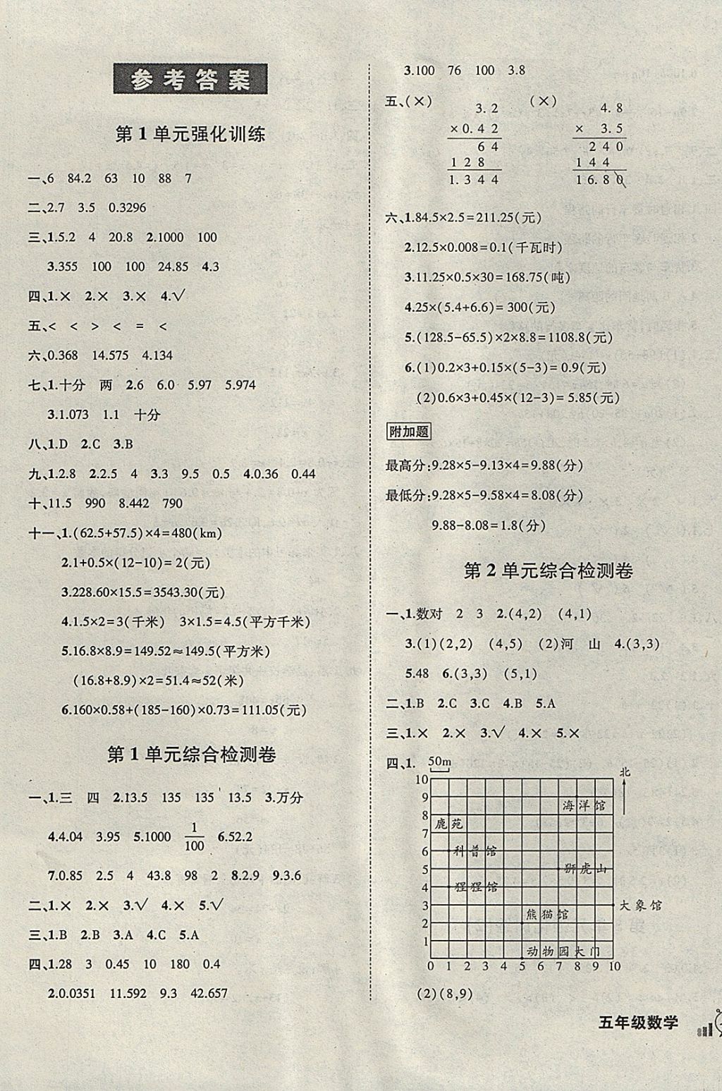 2017年狀元成才路創(chuàng)新名卷五年級數學上冊人教版 參考答案第1頁