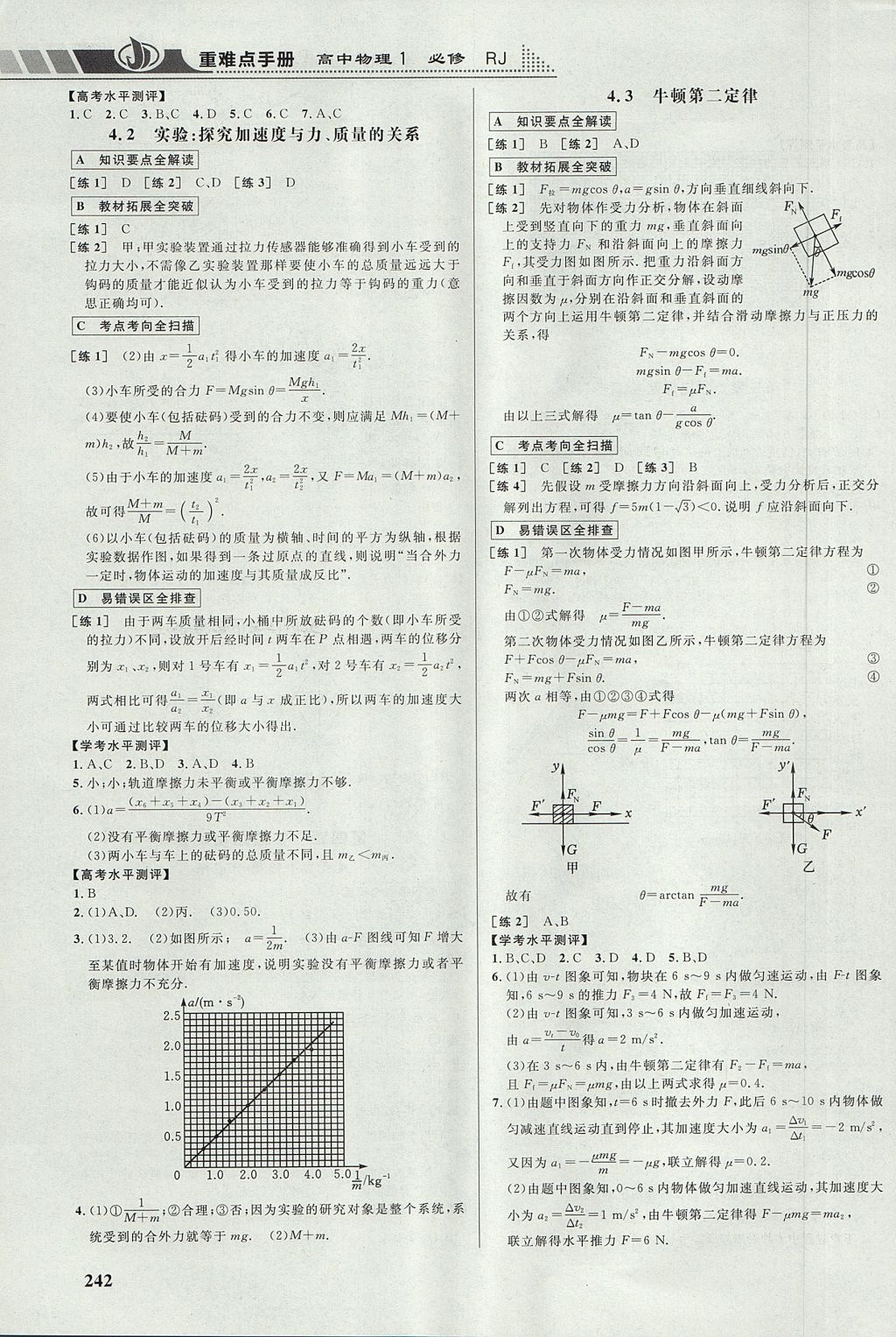 2018年重難點手冊高中物理必修1人教版 參考答案第16頁