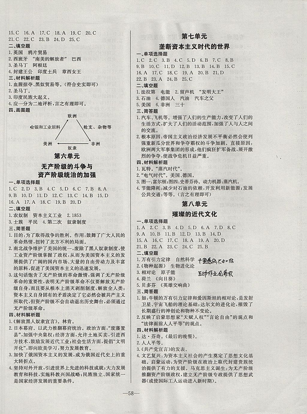 2017年精彩考评单元测评卷九年级历史上册人教版 参考答案第2页