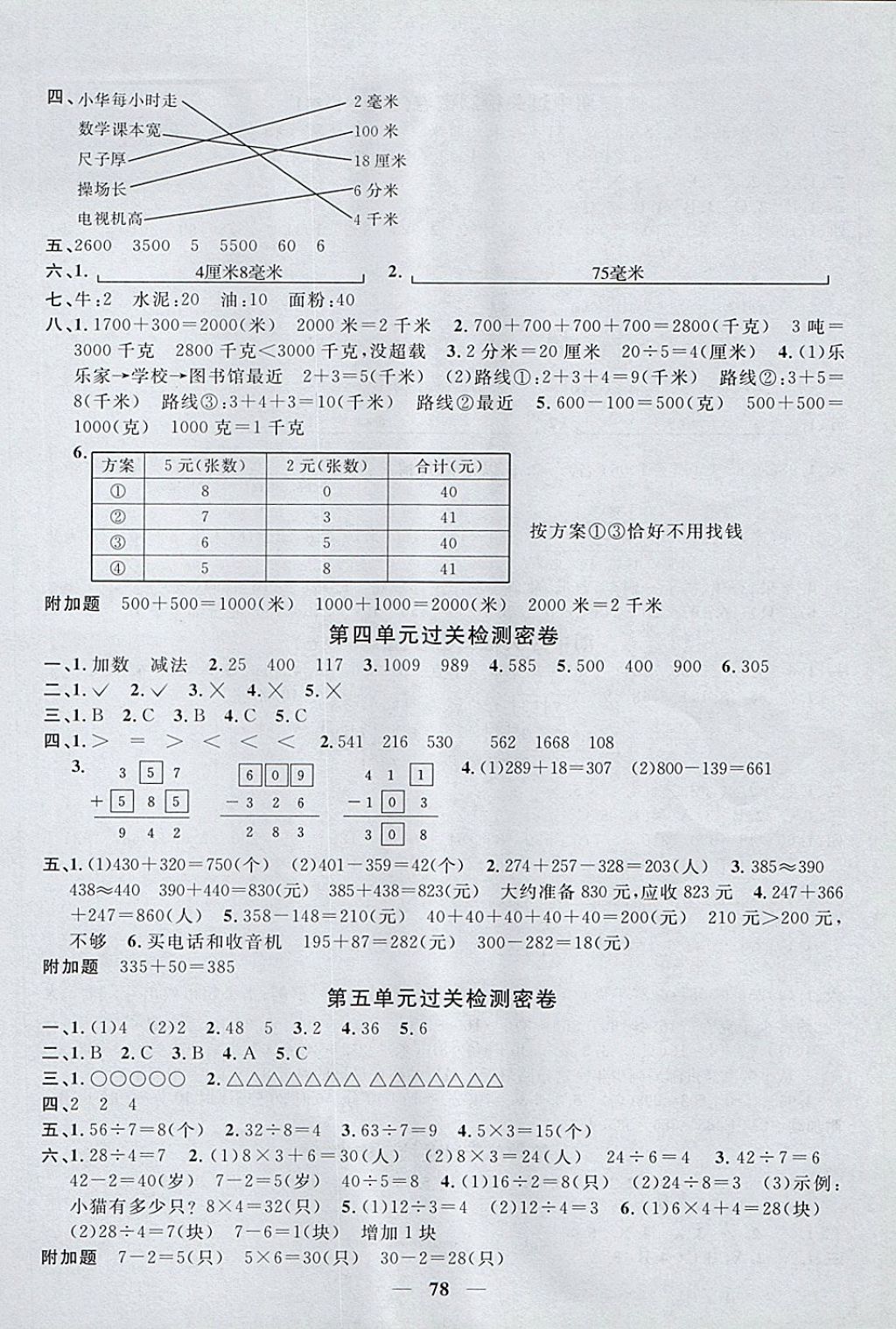 2017年一線名師全優(yōu)好卷三年級數(shù)學(xué)上冊人教版 參考答案第2頁