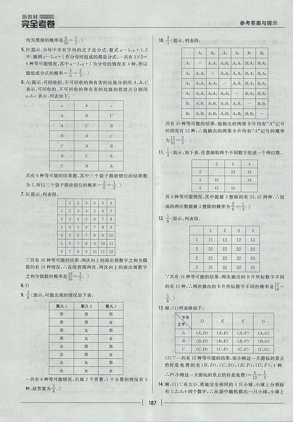 2017年新教材完全考卷九年級(jí)數(shù)學(xué)全一冊(cè)冀教版 參考答案第43頁(yè)