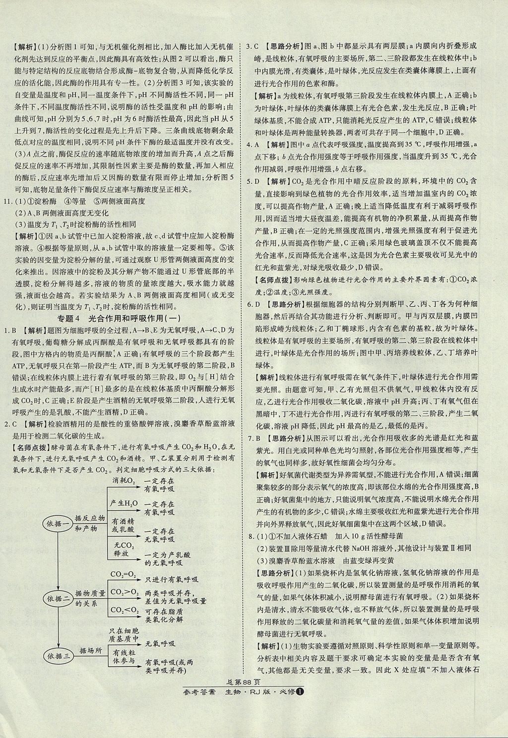 2018年萬向思維百強(qiáng)名校統(tǒng)一卷生物必修1人教版 參考答案第32頁